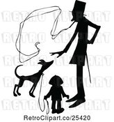 Vector Clip Art of Retro Silhouetted Smoking Guy Boy and Dog by Prawny Vintage