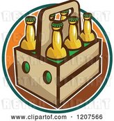 Vector Clip Art of Retro Six Pack of Beer Bottles by Patrimonio