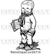 Vector Clip Art of Retro Sketched Baby Boy Carrying Papers by Prawny Vintage