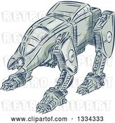 Vector Clip Art of Retro Sketched Battle Mecha Robot by Patrimonio
