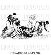 Vector Clip Art of Retro Sketched Football Players by Prawny Vintage