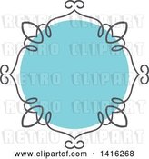 Vector Clip Art of Retro Sketched Gray and Blue Frame Design Element by KJ Pargeter