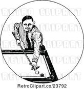 Vector Clip Art of Retro Sketched Guy Playing Pool by Prawny Vintage