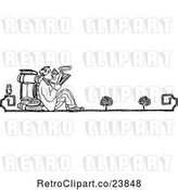 Vector Clip Art of Retro Sketched Guy Reading by Prawny Vintage