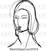 Vector Clip Art of Retro Sketched Lady by Prawny Vintage