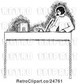 Vector Clip Art of Retro Sketched Lady Writing a Letter by Prawny Vintage