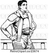 Vector Clip Art of Retro Sketched Male Athlete by Prawny Vintage