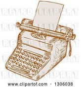 Vector Clip Art of Retro Sketched or Engraved Typewriter with Paper Loaded by Patrimonio
