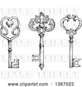 Vector Clip Art of Retro Sketched Skeleton Keys by Vector Tradition SM