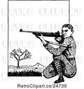 Vector Clip Art of Retro Sketched Soldier Shooting by Prawny Vintage