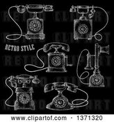 Vector Clip Art of Retro Sketched Telephones on Black by Vector Tradition SM