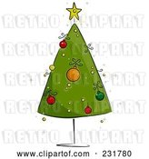 Vector Clip Art of Retro Sketched Triangle Christmas Tree by BNP Design Studio