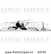 Vector Clip Art of Retro Skull and Boks on a Desk by Prawny Vintage