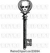 Vector Clip Art of Retro Skull Skeleton Key by Prawny Vintage
