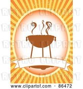 Vector Clip Art of Retro Smoking Bbq Label with a Blank Banner over Orange by