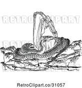 Vector Clip Art of Retro Snake Around a Boulder by Prawny Vintage