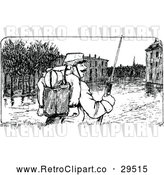 Vector Clip Art of Retro Soldier in a Flooded Village by Prawny Vintage