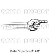 Vector Clip Art of Retro Speed Lines Creating a Pointing Hand by AtStockIllustration