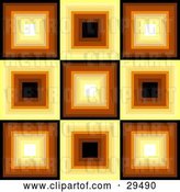 Vector Clip Art of Retro Square Patterned Background of White, Yellow, Orange, Brown and Black Squares by KJ Pargeter