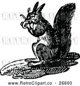 Vector Clip Art of Retro Squirrel Eating by Prawny Vintage