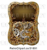 Vector Clip Art of Retro Steampunk Clock Work Heart with Gears by AtStockIllustration
