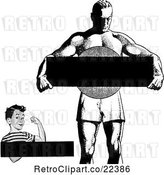 Vector Clip Art of Retro Strong Boy and Guy with Copyspace by BestVector