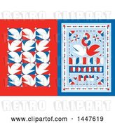 Vector Clip Art of Retro Styled 8th of March International Womens Day Design with Red White and Blue Doves by Elena