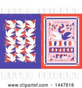 Vector Clip Art of Retro Styled 8th of March International Womens Day Design with Red White and Purple Doves by Elena