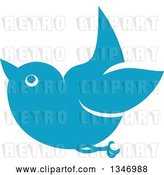 Vector Clip Art of Retro Styled Blue Bird Flying 2 by Vector Tradition SM