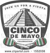 Vector Clip Art of Retro Styled Cinco De Mayo Design with El Castillo Pyramid and Maracas by Vector Tradition SM