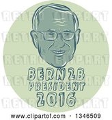 Vector Clip Art of Retro Styled Face of Bernie Sanders, Democratic 2016 Presidential Candidate with Text in a Green Circle by Patrimonio
