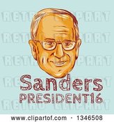 Vector Clip Art of Retro Styled Face of Bernie Sanders, Democratic 2016 Presidential Candidate with Text over Blue by Patrimonio