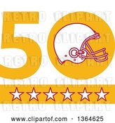 Vector Clip Art of Retro Super Bowl 50 Sports Design with a Football Helmet over Stars by Patrimonio