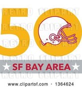 Vector Clip Art of Retro Super Bowl 50 Sports Design with a Football Helmet over Text by Patrimonio