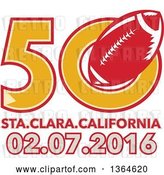 Vector Clip Art of Retro Super Bowl 50 Sports Design with a Red Football over Santa Clara California Text by Patrimonio