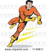 Vector Clip Art of Retro Super Hero Guy Running by Patrimonio