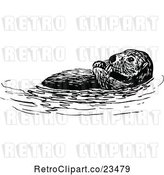 Vector Clip Art of Retro Swimming Otter by Prawny Vintage