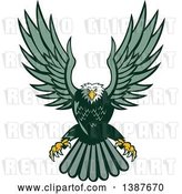 Vector Clip Art of Retro Swooping Green Bald Eagle by Patrimonio