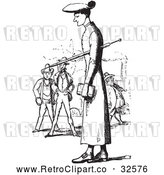 Vector Clip Art of Retro Tall Man in Black and White by Picsburg
