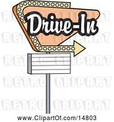 Vector Clip Art of Retro Tan Drive in Sign with an Arrow by Andy Nortnik