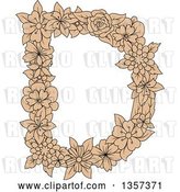 Vector Clip Art of Retro Tan Floral Letter D Design by Vector Tradition SM
