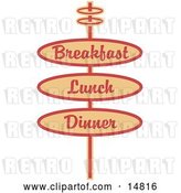 Vector Clip Art of Retro Tan Restaurant Sign Advertising Breakfast, Lunch and Dinner by Andy Nortnik