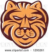 Vector Clip Art of Retro Tiger Head in Brown White and Orange by Patrimonio
