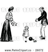 Vector Clip Art of Retro Toddler Girl and Parents by Prawny Vintage