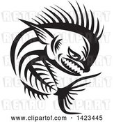 Vector Clip Art of Retro Tough Mahi Mahi Dorado Dolphin Fish Skeleton by Patrimonio