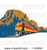 Vector Clip Art of Retro Train in a Canyon by Patrimonio