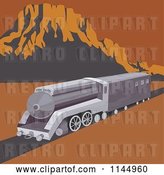 Vector Clip Art of Retro Train in a Desert by Patrimonio