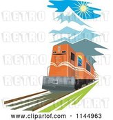 Vector Clip Art of Retro Train in the Mountains by Patrimonio