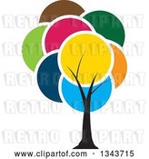 Vector Clip Art of Retro Tree with a Canopy of Colorful Circles by ColorMagic