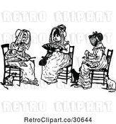 Vector Clip Art of Retro Trio of Old Women Sitting by Prawny Vintage